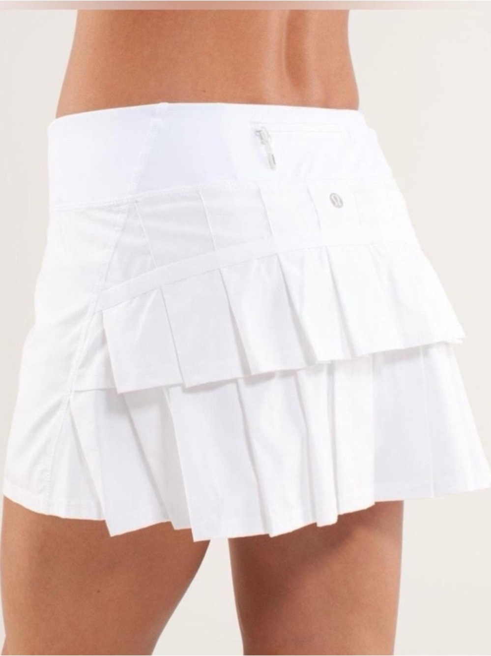 Lululemon Pace Setter Skirt White Pleated Tennis Running Skort Size 2 Reg